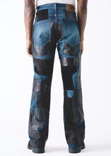 BLACK LEATHER PATCHWORK JEANS