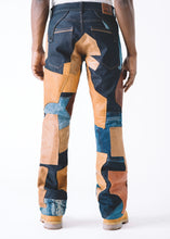 LEATHER PATCHWORK JEANS